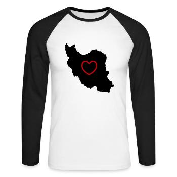 Iran Love - Unisex Long Sleeve Baseball T-Shirt - white/black - Front - Nik (191cm)