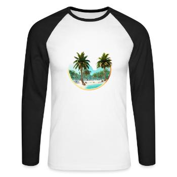 Summer Sun Palm Gift Palm Holiday Tree - Unisex Long Sleeve Baseball T-Shirt - white/black - Front - Nik (191cm)