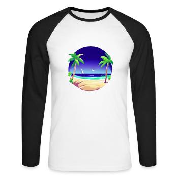 Vacances d’été Palm Sun Island Beach Palm - T-shirt baseball manches longues Homme - blanc/noir - Devant - Nik (191cm)
