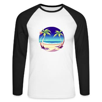 Summer Vacation Island Palm Sun Palm Beach - Unisex Long Sleeve Baseball T-Shirt - white/black - Front - Nik (191cm)
