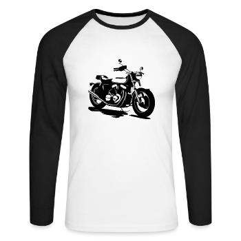 CLASSIC MOTORCYCLE - Unisex Long Sleeve Baseball T-Shirt - white/black - Front - Nik (191cm)