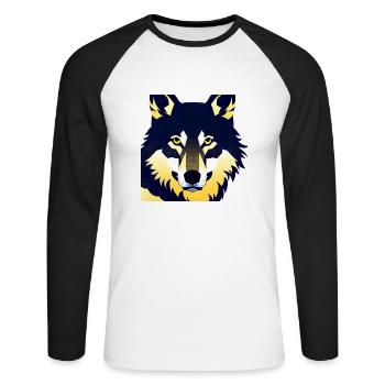 Wolf Shirt - Unisex Baseballshirt langarm - Weiß/Schwarz - Vorne - Nik (191cm)