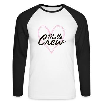 Malle Crew - Unisex Baseballshirt langarm - Weiß/Schwarz - Vorne - Nik (191cm)