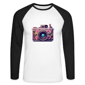 Photographer Funny Photographing Camera Photographers - Unisex Long Sleeve Baseball T-Shirt - white/black - Front - Nik (191cm)