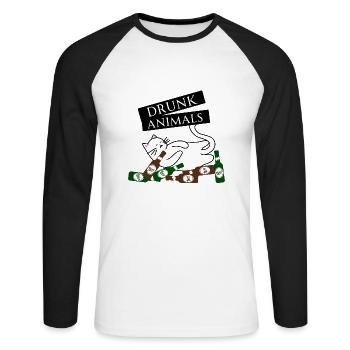 Drunk Animals - Unisex Baseballshirt langarm - Weiß/Schwarz - Vorne - Nik (191cm)