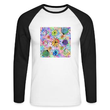 Flowers - Unisex Long Sleeve Baseball T-Shirt - white/black - Front - Nik (191cm)