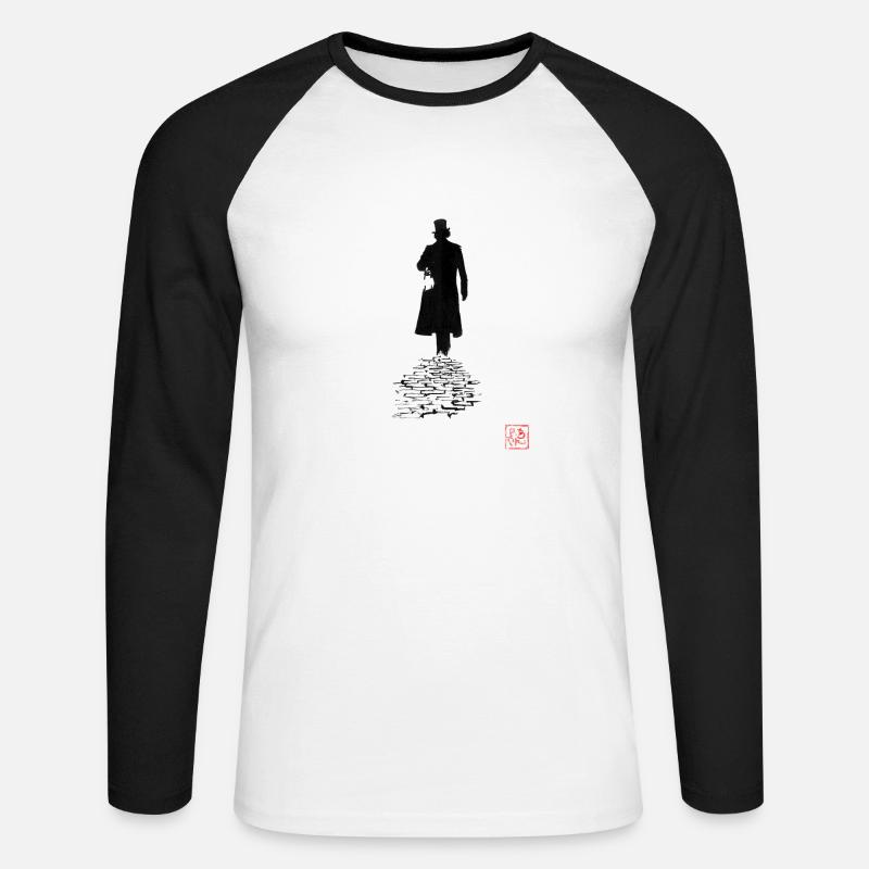 Jack der Ripper 02 - Unisex Baseballshirt langarm - Weiß/Schwarz