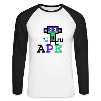 Krypto-Affe 2 - Unisex Baseballshirt langarm - Weiß/Schwarz - Vorne - Nik (191cm)