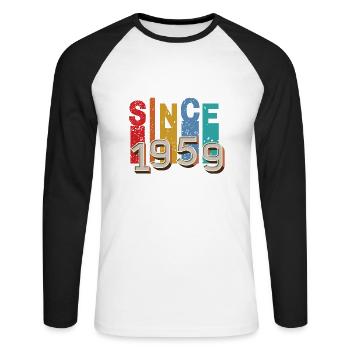 Since 1959 retro - T-shirt baseball manches longues Homme - blanc/noir - Devant - Nik (191cm)