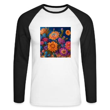 Amazing group of Magic desert flowers - Unisex Long Sleeve Baseball T-Shirt - white/black - Front - Nik (191cm)