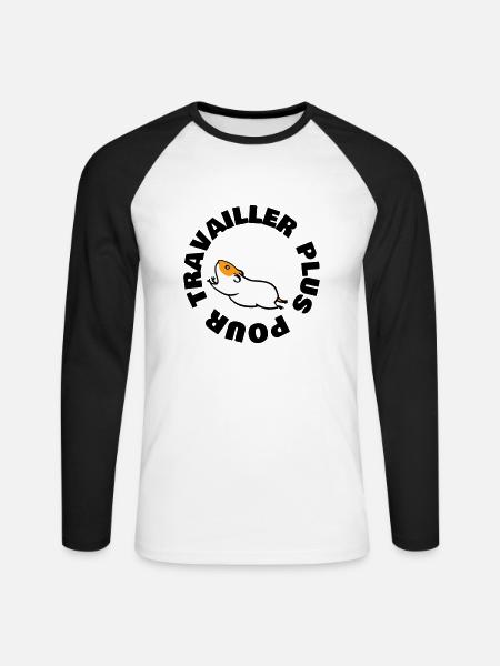 TRAVAILLER PLUS POUR - T-shirt baseball manches longues Homme - blanc/noir