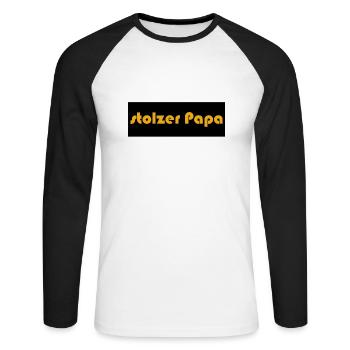 stolzer Papa - Unisex Baseballshirt langarm - Weiß/Schwarz - Vorne - Nik (191cm)