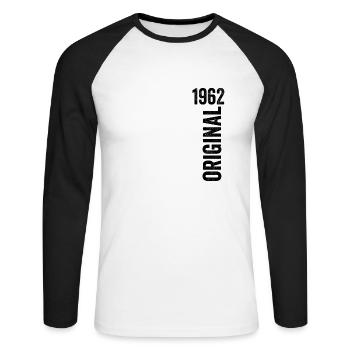 1962 Original Birthday Gift 1962 - Unisex Long Sleeve Baseball T-Shirt - white/black - Front - Nik (191cm)
