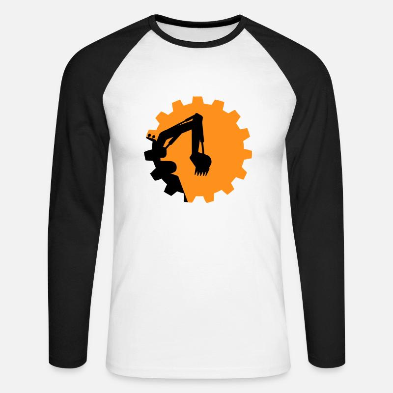 Bagger Baggerschaufel Baggerfahrer Baustelle - Unisex Baseballshirt langarm - Weiß/Schwarz