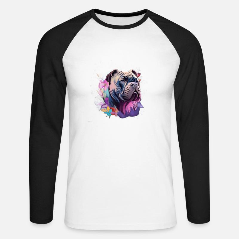 Cane Corso - Unisex Baseballshirt langarm - Weiß/Schwarz