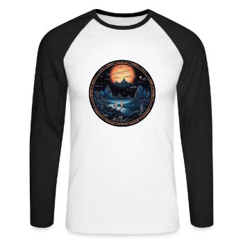 Magische Reise - Unisex Baseballshirt langarm - Weiß/Schwarz - Vorne - Nik (191cm)