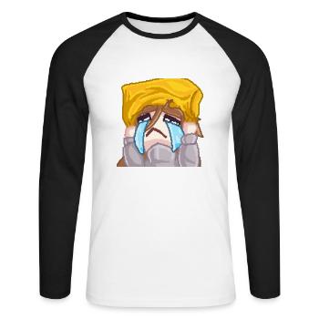 Ein Emote der Streamerin Pillowg1rl - Cry - Unisex Baseballshirt langarm - Weiß/Schwarz - Vorne - Nik (191cm)