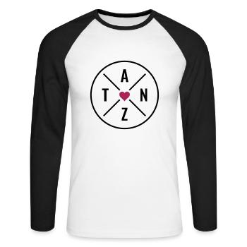 Tanz Liebe Herz Tanzliebe Tanzen Farben anpassbar - Unisex Baseballshirt langarm - Weiß/Schwarz - Vorne - Nik (191cm)