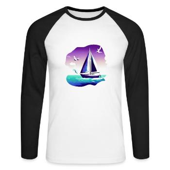 Segelschiff Segeln Segelboot Segelsport Segler - Unisex Baseballshirt langarm - Weiß/Schwarz - Vorne - Nik (191cm)