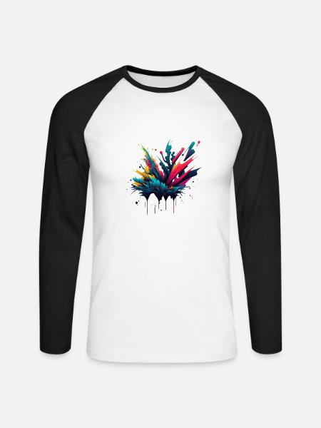 Farbenspiel der Seele - Unisex Baseballshirt langarm - Weiß/Schwarz