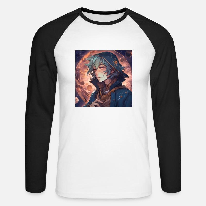 Wizzard Guy - Unisex Baseballshirt langarm - Weiß/Schwarz