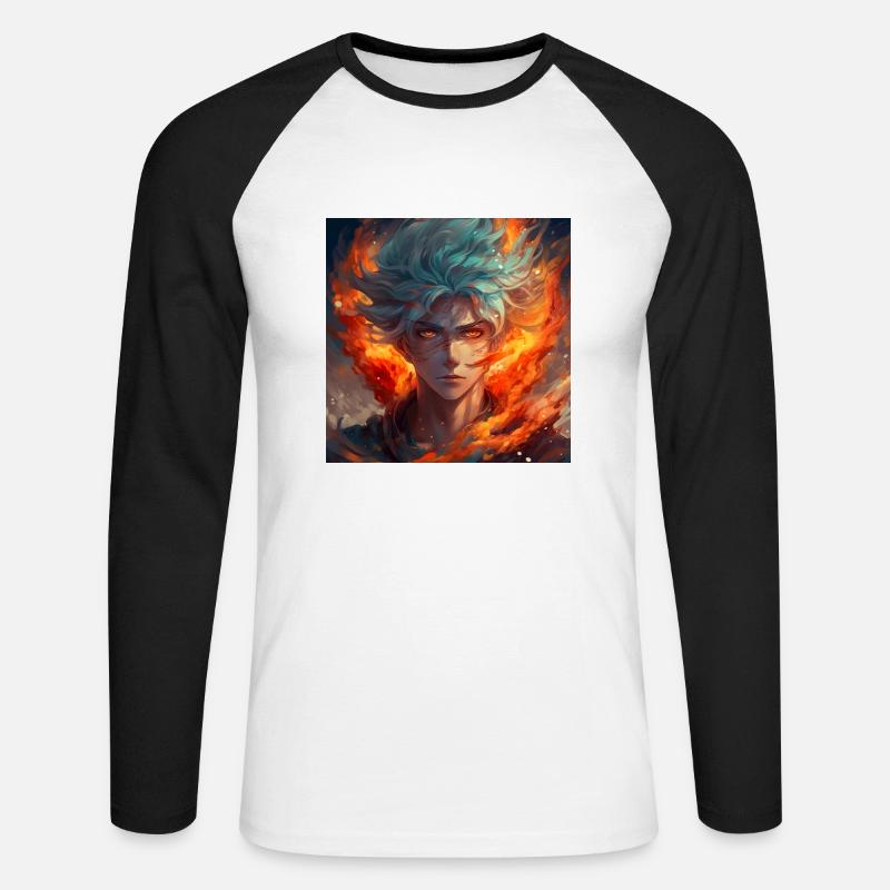 Fire Guy - Unisex Baseballshirt langarm - Weiß/Schwarz