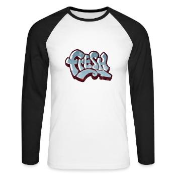 Fresh Graffiti Vintage - Unisex Baseballshirt langarm - Weiß/Schwarz - Vorne - Nik (191cm)