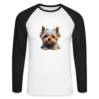Yorkshire Terrier Puppy Dog Dog Owner - Unisex Long Sleeve Baseball T-Shirt - white/black - Front - Nik (191cm)