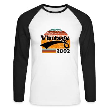Vintage 2002 - T-shirt baseball manches longues Homme - blanc/noir - Devant - Nik (191cm)