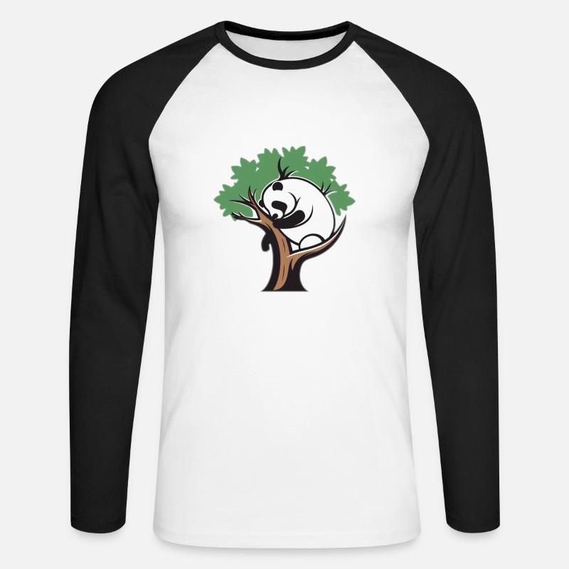 Panda in einem Baum - Unisex Baseballshirt langarm - Weiß/Schwarz