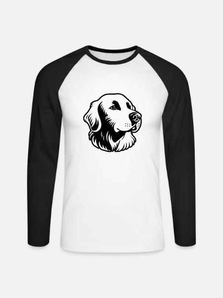 Golden Retriever - Unisex Baseballshirt langarm - Weiß/Schwarz