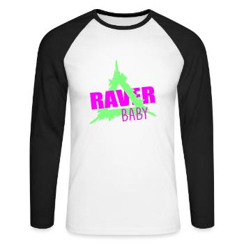 Raver baby - Unisex Long Sleeve Baseball T-Shirt - white/black - Front - Nik (191cm)