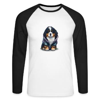 Berner Sennenhund - Unisex Baseballshirt langarm - Weiß/Schwarz - Vorne - Nik (191cm)