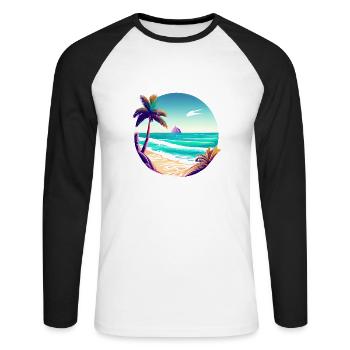 Vacances d’été Palm Beach Palm Islands Island Sun - T-shirt baseball manches longues Homme - blanc/noir - Devant - Nik (191cm)