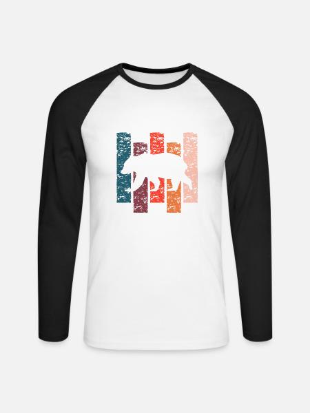 Vintage Geschenk Bär - Unisex Baseballshirt langarm - Weiß/Schwarz