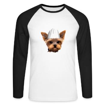 Yorkshire Terrier Cooking Puppy Restaurateur Dog - Unisex Long Sleeve Baseball T-Shirt - white/black - Front - Nik (191cm)