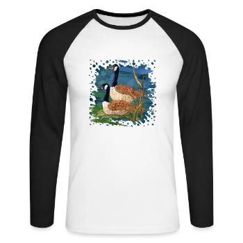 Birds - Unisex Long Sleeve Baseball T-Shirt - white/black - Front - Nik (191cm)