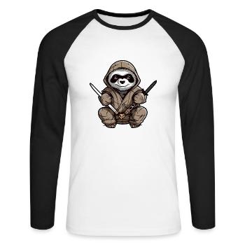Clem le paresseux ninja - T-shirt baseball manches longues Homme - blanc/noir - Devant - Nik (191cm)