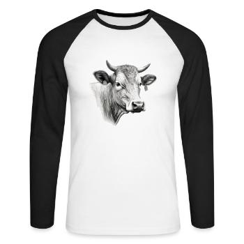 The cow in pencil 2 - Unisex Long Sleeve Baseball T-Shirt - white/black - Front - Nik (191cm)