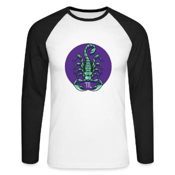 Zodiac - Star Sign - Scorpio - neg - Unisex Baseballshirt langarm - Weiß/Schwarz - Vorne - Nik (191cm)