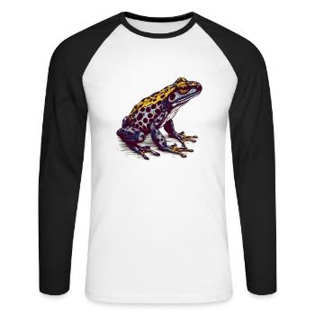 La grenouille empoisonnée vénéneuse vit sous les tropiques - T-shirt baseball manches longues Homme - blanc/noir - Devant - Nik (191cm)