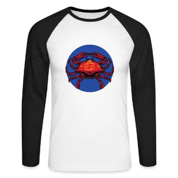 Zodiac - Star Sign - Cancer - neg - Unisex Baseballshirt langarm - Weiß/Schwarz - Vorne - Nik (191cm)