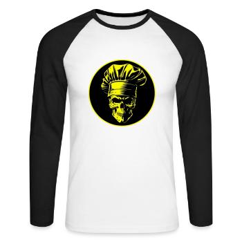 Chef Skull Chef - T-shirt baseball manches longues Homme - blanc/noir - Devant - Nik (191cm)