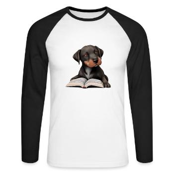 Labradorbesitzer Buch Labrador Retriever lesen - Unisex Baseballshirt langarm - Weiß/Schwarz - Vorne - Nik (191cm)