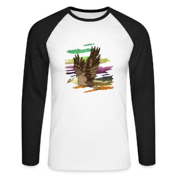 Oiseau - T-shirt baseball manches longues Homme - blanc/noir - Devant - Nik (191cm)