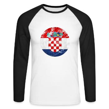 Kroatien hrvatska kroatien hrv reisen europa zagreb - Unisex Baseballshirt langarm - Weiß/Schwarz - Vorne - Nik (191cm)