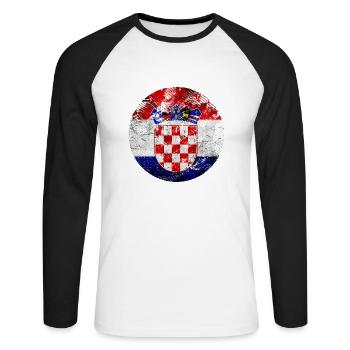 Kroatien hrvatska kroatien hrv reisen europa zagreb - Unisex Baseballshirt langarm - Weiß/Schwarz - Vorne - Nik (191cm)