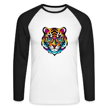 Tiger Intelligent Brille Bunt Regenbogen Geschenk - Unisex Baseballshirt langarm - Weiß/Schwarz - Vorne - Nik (191cm)