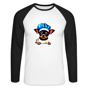 Chihuahua Dogs Dog Restaurateur Chihuahua Puppy - Unisex Long Sleeve Baseball T-Shirt - white/black - Front - Nik (191cm)