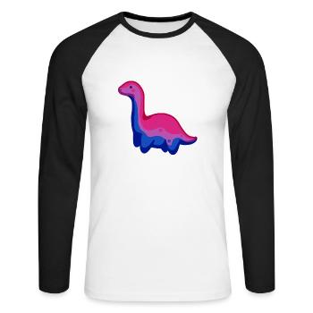 hugadino bi dino, cute dinosaur - Unisex Long Sleeve Baseball T-Shirt - white/black - Front - Nik (191cm)